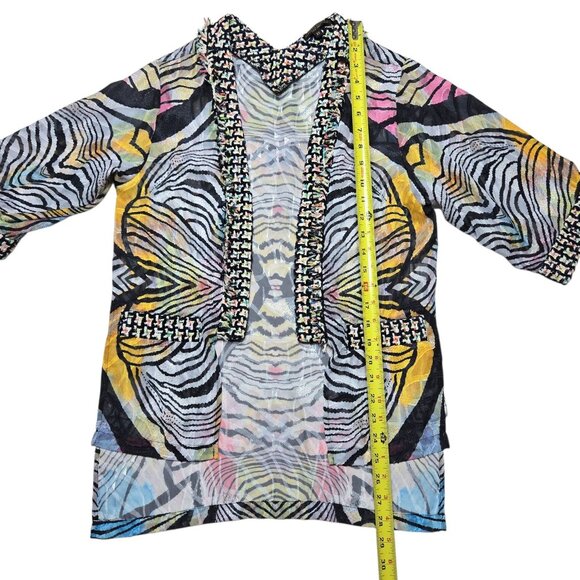 Alberto Makali Open Cardigan Womens XS Black Animal Print Sheer Boho 28 in Long - Picture 9 of 13